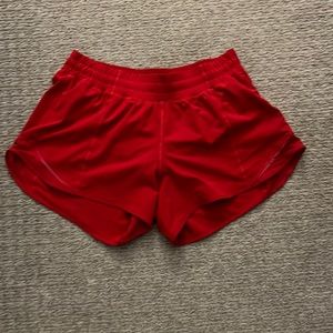 Red 4in lululemon shorts in a size 8 and in great condition.